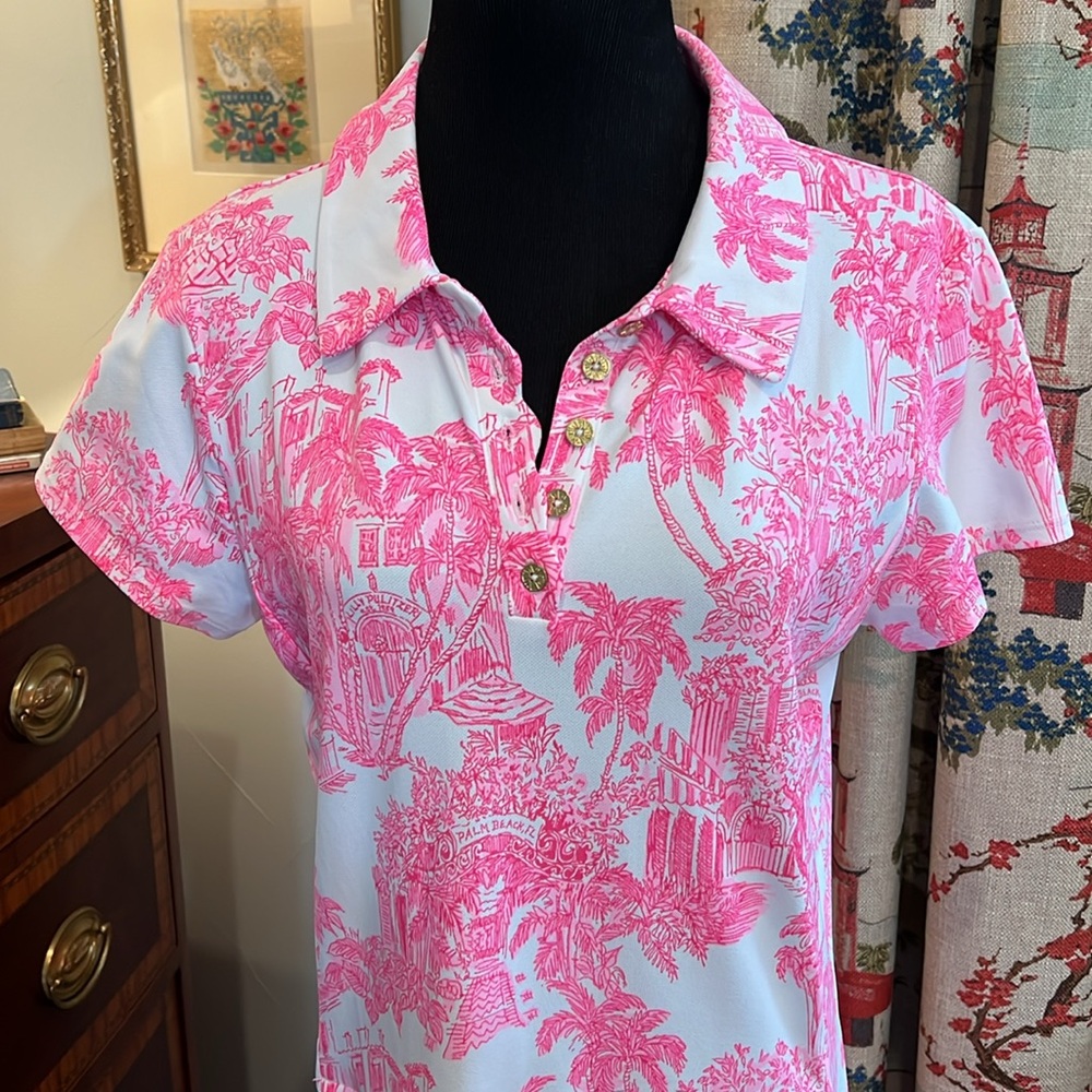 NWT Lilly Pulitzer Frida Scallop Polo Dress PB Anniversary Toile Size L - Picture 2 of 7